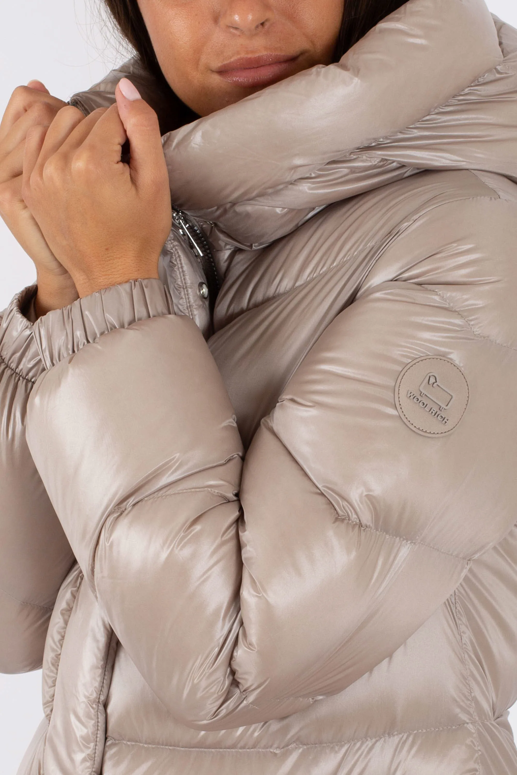 Woolrich Aliquippa Long Puffer Jacket Grigio Donna