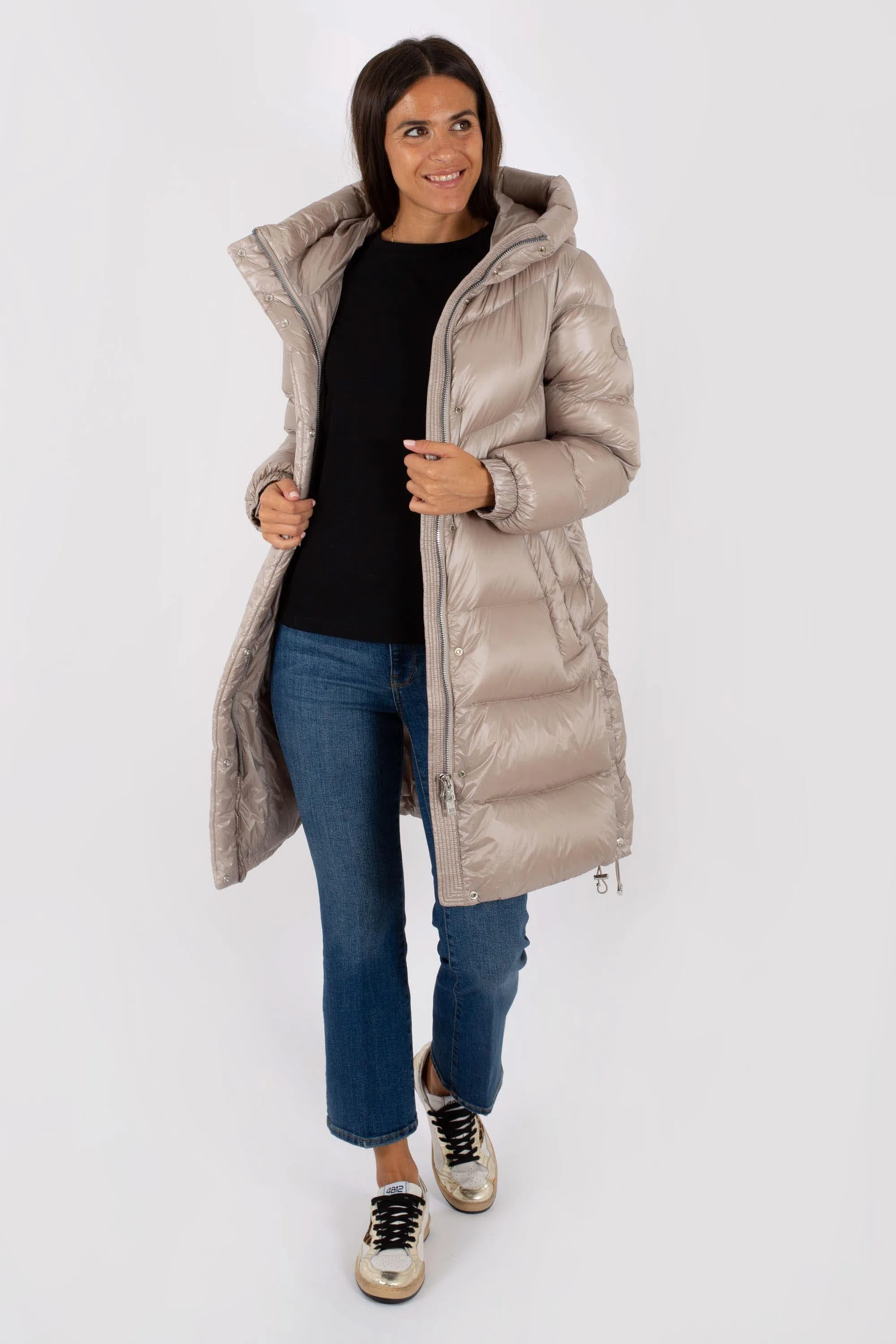 Woolrich Aliquippa Long Puffer Jacket Grigio Donna