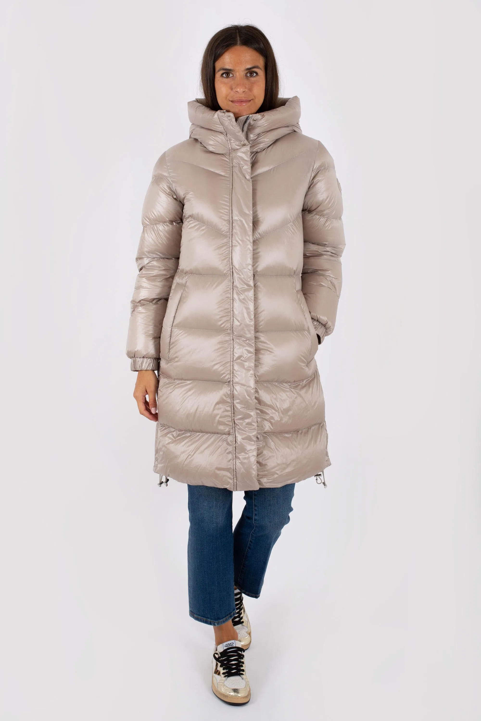 Woolrich Aliquippa Long Puffer Jacket Grigio Donna